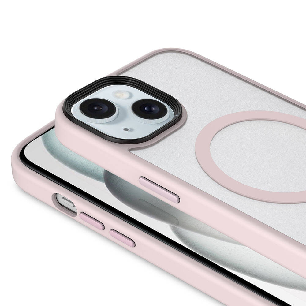 Apple iPhone 15 Kılıf Mat Arka Yüzey Wireless Şarj Özellikli Zore Flet M-safe Kapak Yeşil