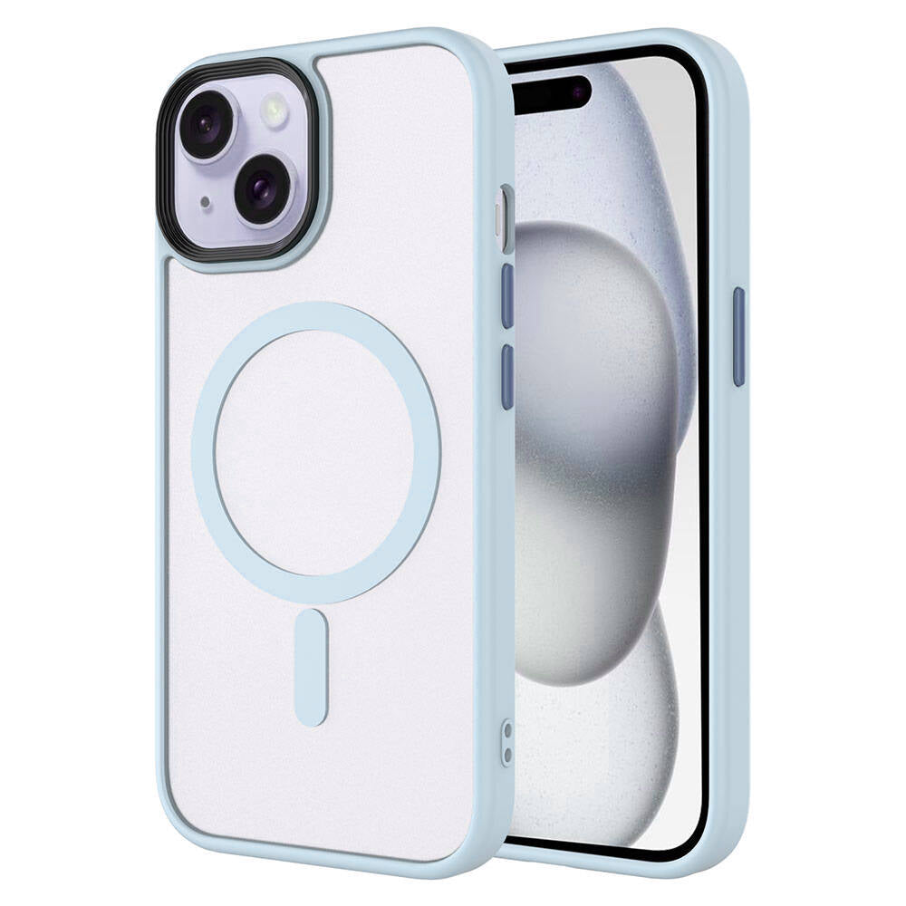 Apple iPhone 15 Kılıf Mat Arka Yüzey Wireless Şarj Özellikli Zore Flet M-safe Kapak Derin Mor