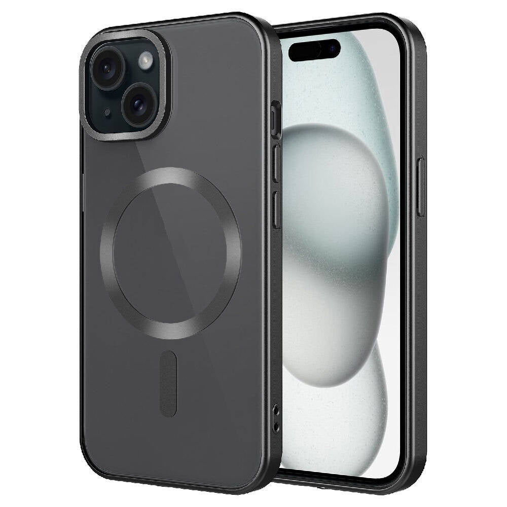 Apple iPhone 15 Kılıf Mat Tasarımlı M-safe Wireless Şarj Özellikli Zore Mat Setro Kapak Siyah