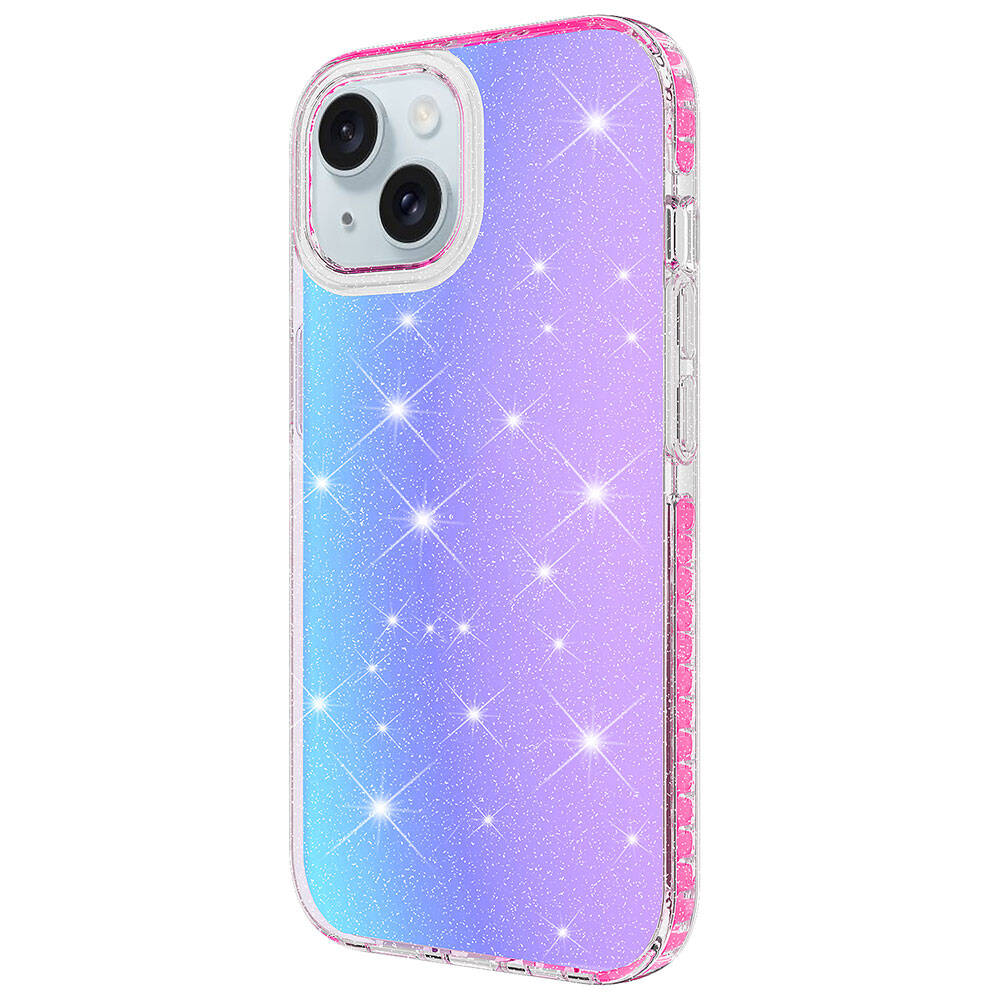 Apple iPhone 15 Kılıf Parlak Renk Geçişli Zore Velle Kapak Beyaz