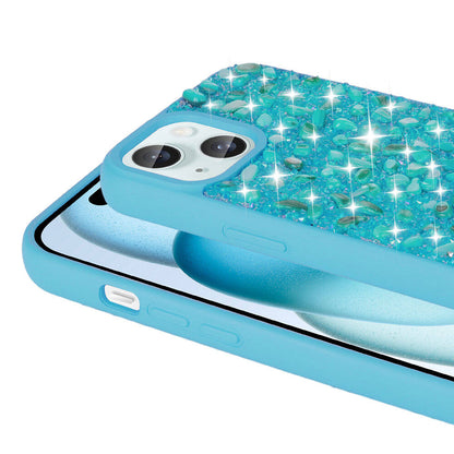 Apple iPhone 15 Kılıf Parlak Taşlı Tasarım Zore Linea Diamond Kapak Gümüş