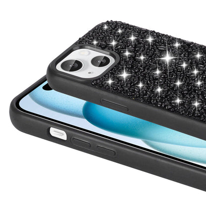 Apple iPhone 15 Kılıf Parlak Taşlı Tasarım Zore Linea Diamond Kapak Gümüş