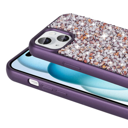 Apple iPhone 15 Kılıf Parlak Taşlı Tasarım Zore Linea Diamond Kapak Pembe