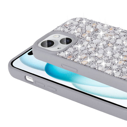 Apple iPhone 15 Kılıf Parlak Taşlı Tasarım Zore Linea Diamond Kapak Beyaz