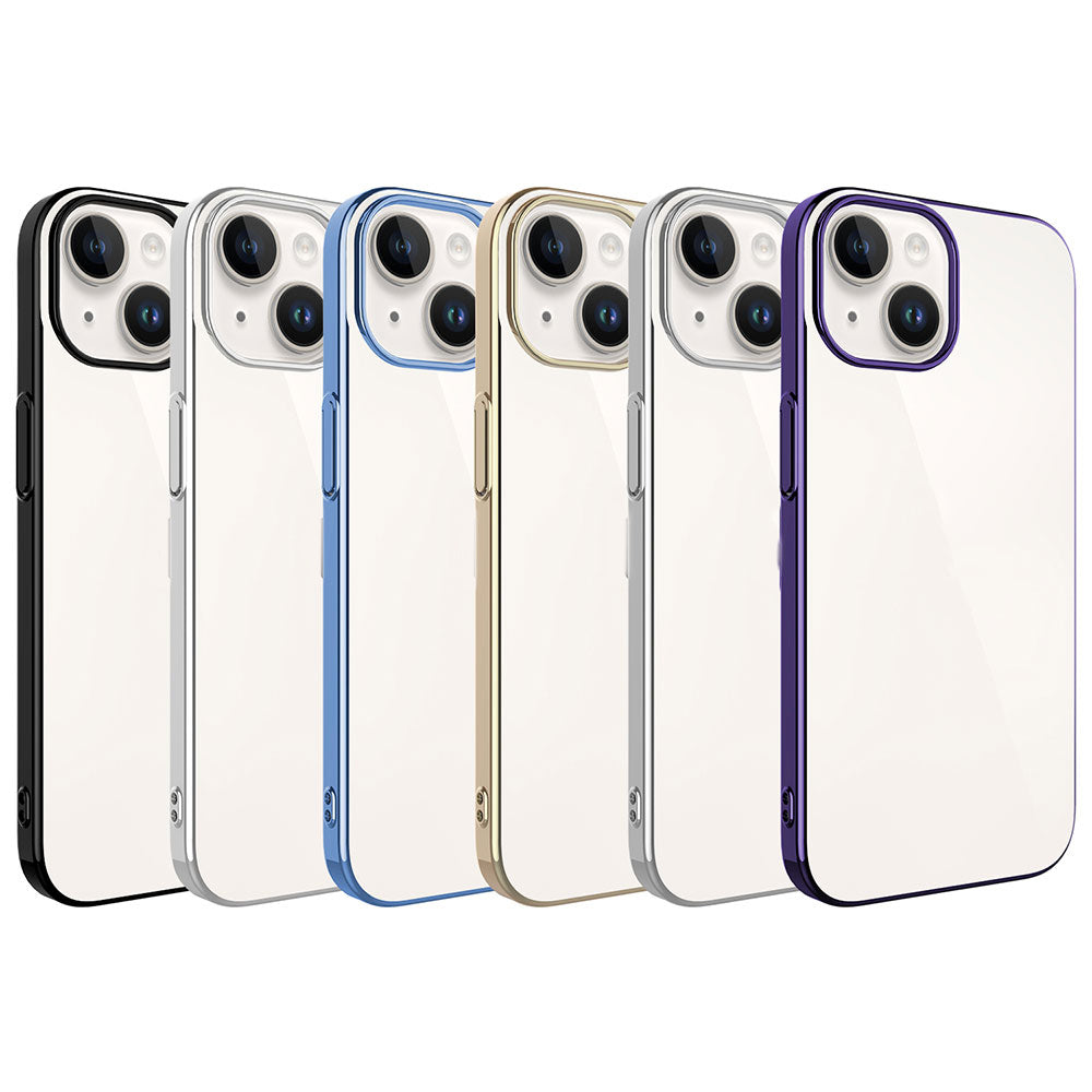 Apple iPhone 15 Kılıf Sert PC Renkli Çerçeveli Zore Riksos Kapak Derin Mor