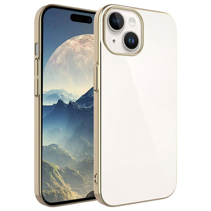 Apple iPhone 15 Kılıf Sert PC Renkli Çerçeveli Zore Riksos Kapak Gold