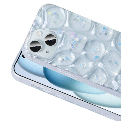 Apple iPhone 15 Kılıf Simli 3D Desenli Zore Hacar Kapak Pembe-Mavi