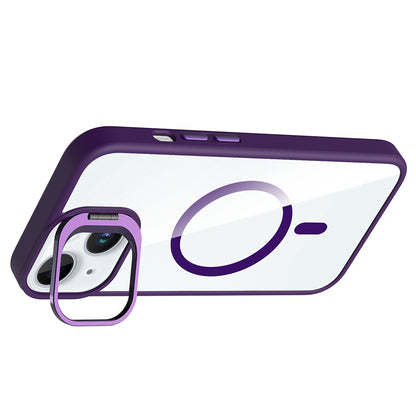 Apple iPhone 15 Kılıf Standlı ve Kamera Lens Hediyeli M-Safe Şarj Özellikli Zore Etro Kapak Siyah