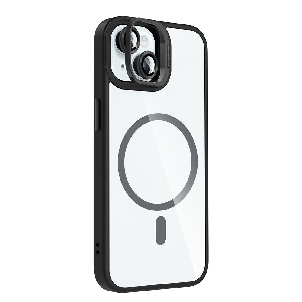 Apple iPhone 15 Kılıf Standlı ve Kamera Lens Hediyeli M-Safe Şarj Özellikli Zore Etro Kapak Desert Titanyum