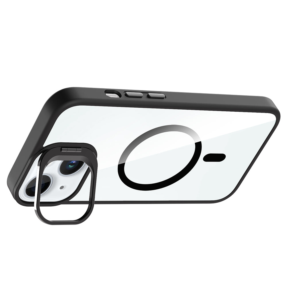 Apple iPhone 15 Kılıf Standlı ve Kamera Lens Hediyeli M-Safe Şarj Özellikli Zore Etro Kapak Desert Titanyum