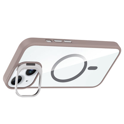 Apple iPhone 15 Kılıf Standlı ve Kamera Lens Hediyeli M-Safe Şarj Özellikli Zore Etro Kapak Desert Titanyum