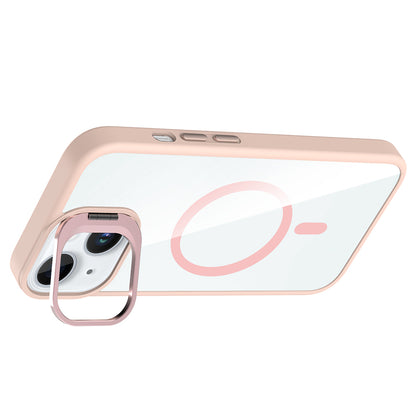 Apple iPhone 15 Kılıf Standlı ve Kamera Lens Hediyeli M-Safe Şarj Özellikli Zore Etro Kapak Desert Titanyum