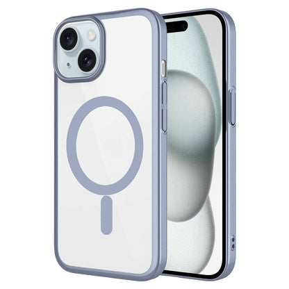 Apple iPhone 15 Kılıf Wireless Şarj Özellikli Sert PC Zore Mat Riksos M-safe Kapak Gri