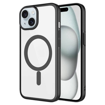 Apple iPhone 15 Kılıf Wireless Şarj Özellikli Sert PC Zore Mat Riksos M-safe Kapak Siyah