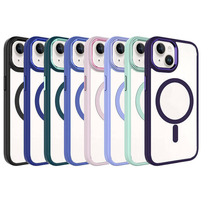 Apple iPhone 15 Kılıf Wireless Şarj Özellikli Zore Krom M-safe Silikon Kapak Lila