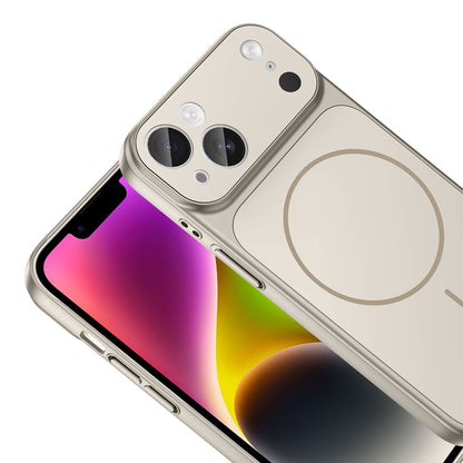 Apple iPhone 15 Kılıf Zore M-Safe Şarj Özellikli Kamera Korumalı Formen Kapak Gold