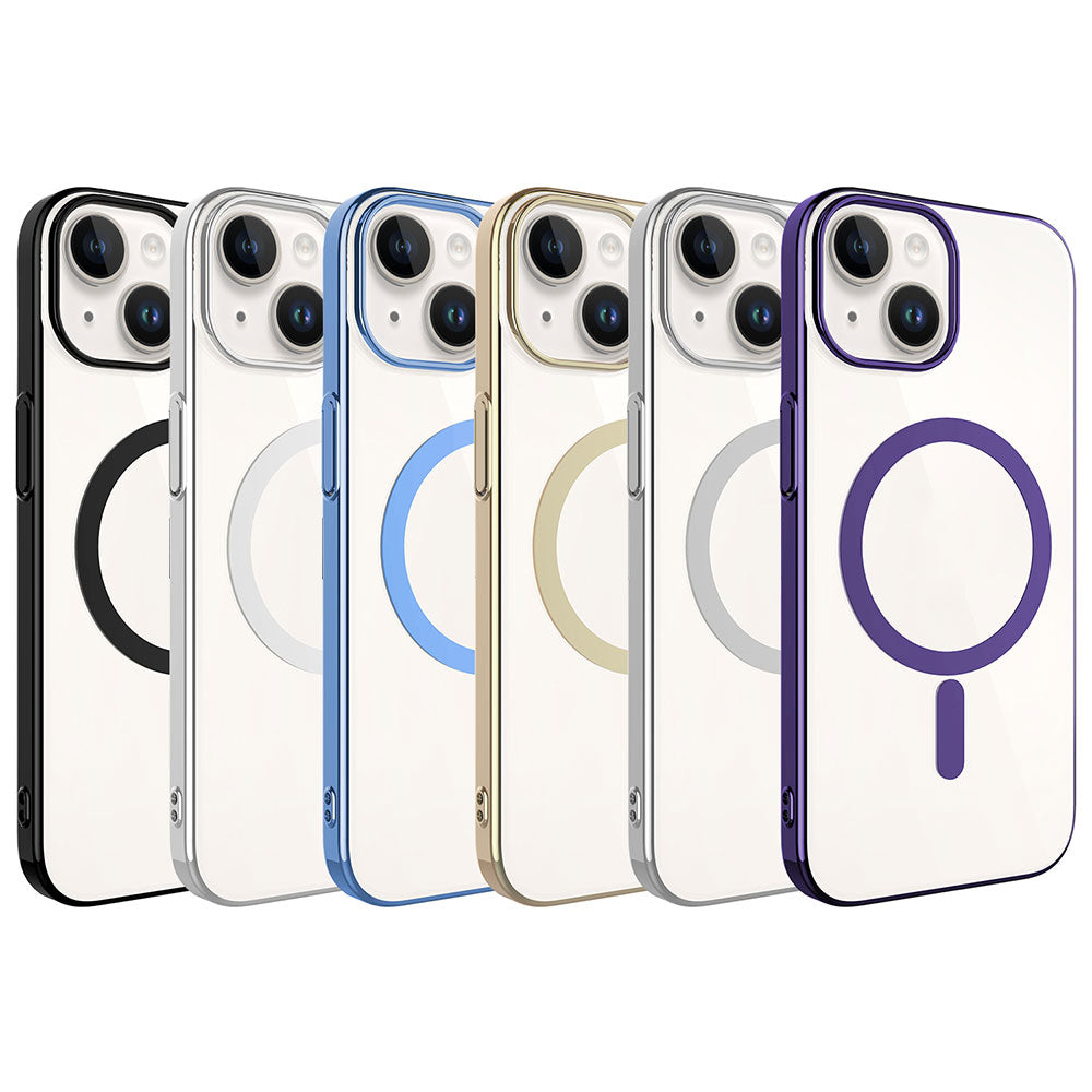 Apple iPhone 15 Kılıf Zore Wireless Şarj Özellikli Pixel M-safe Kapak Derin Mor