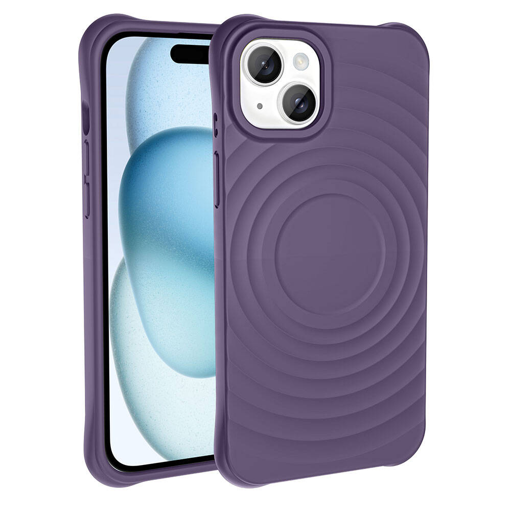 Apple iPhone 15 M-safe Şarj Özellikli Airbagli Mat Görünümlü Zore Hepi Kapak Lila