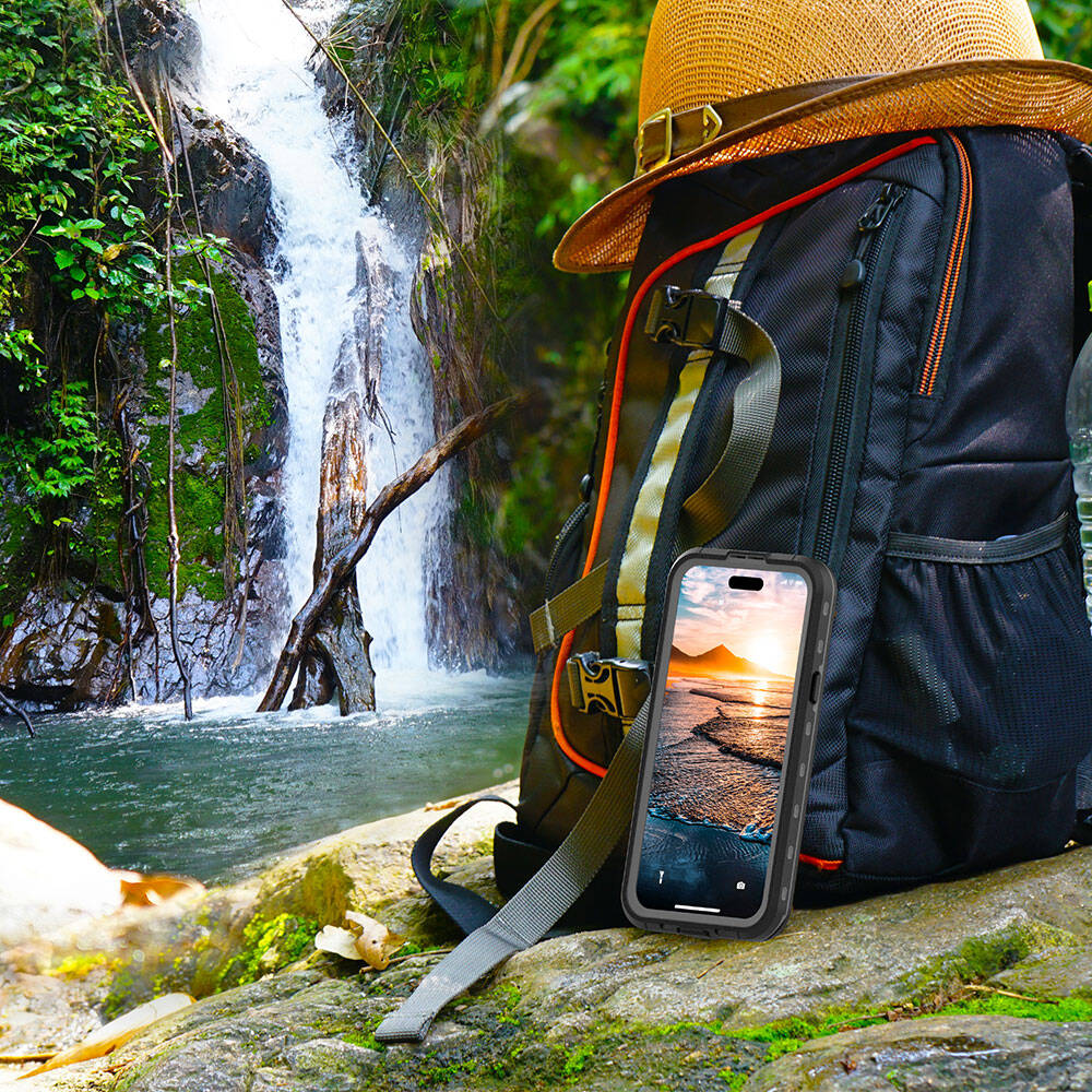 Apple iPhone 15 Plus Kılıf 1-1 Su Geçirmez Kılıf Siyah