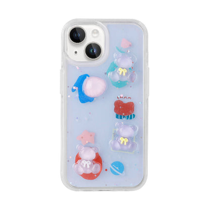 Apple iPhone 15 Plus Kılıf Kabartma Figürlü Parlak Zore Minimini Silikon Kapak Mor