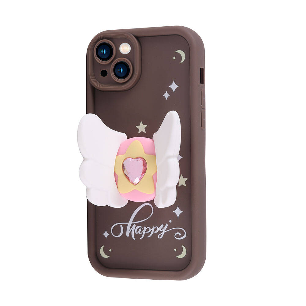 Apple iPhone 15 Plus Kılıf Kamera Korumalı Figür Tasarımlı Zore Kapya Kapak Pembe Açık