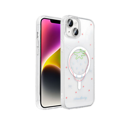 Apple iPhone 15 Plus Kılıf M-Safe Şarj Özellikli Şeffaf Zore Folk Sert Kapak