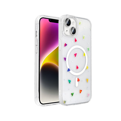 Apple iPhone 15 Plus Kılıf M-Safe Şarj Özellikli Şeffaf Zore Folk Sert Kapak
