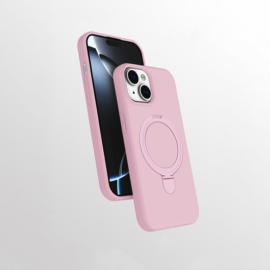 Apple iPhone 15 Plus Kılıf M-safe Şarj Özellikli Standlı Zore Samara Kapak Titanyum-Gri