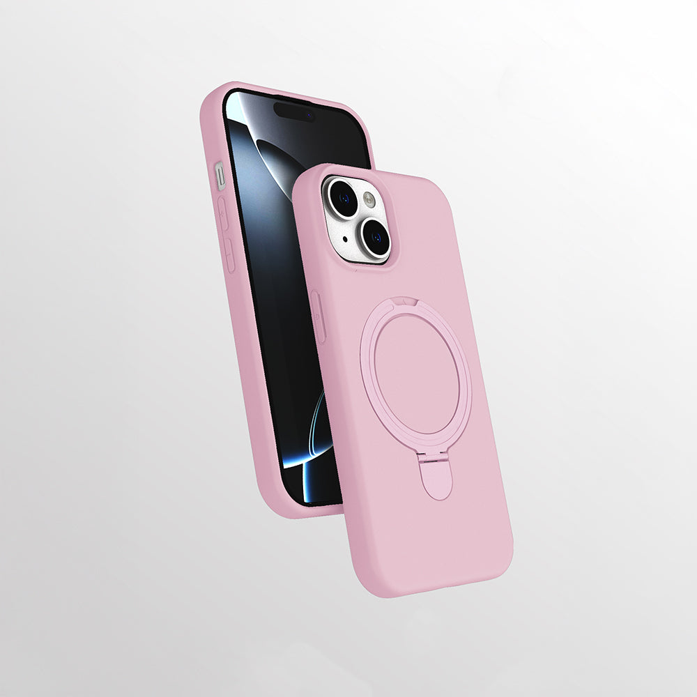 Apple iPhone 15 Plus Kılıf M-safe Şarj Özellikli Standlı Zore Samara Kapak Desert Gold