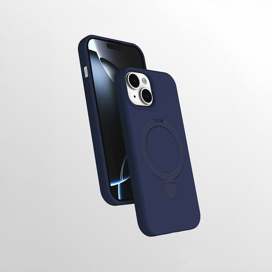 Apple iPhone 15 Plus Kılıf M-safe Şarj Özellikli Standlı Zore Samara Kapak Lacivert