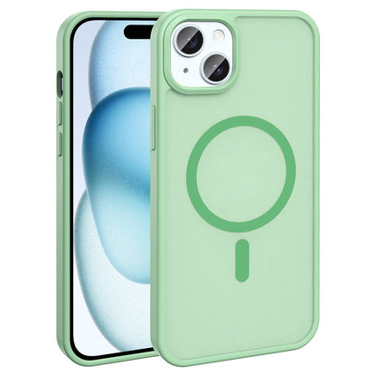 Apple iPhone 15 Plus Kılıf M-safe Şarj Özellikli Mat Arka Yüzey Zore Sio Kapak Açık Yeşil