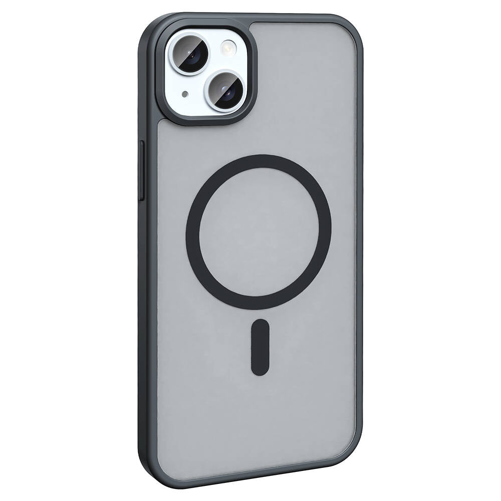 Apple iPhone 15 Plus Kılıf M-safe Şarj Özellikli Mat Arka Yüzey Zore Sio Kapak Gri