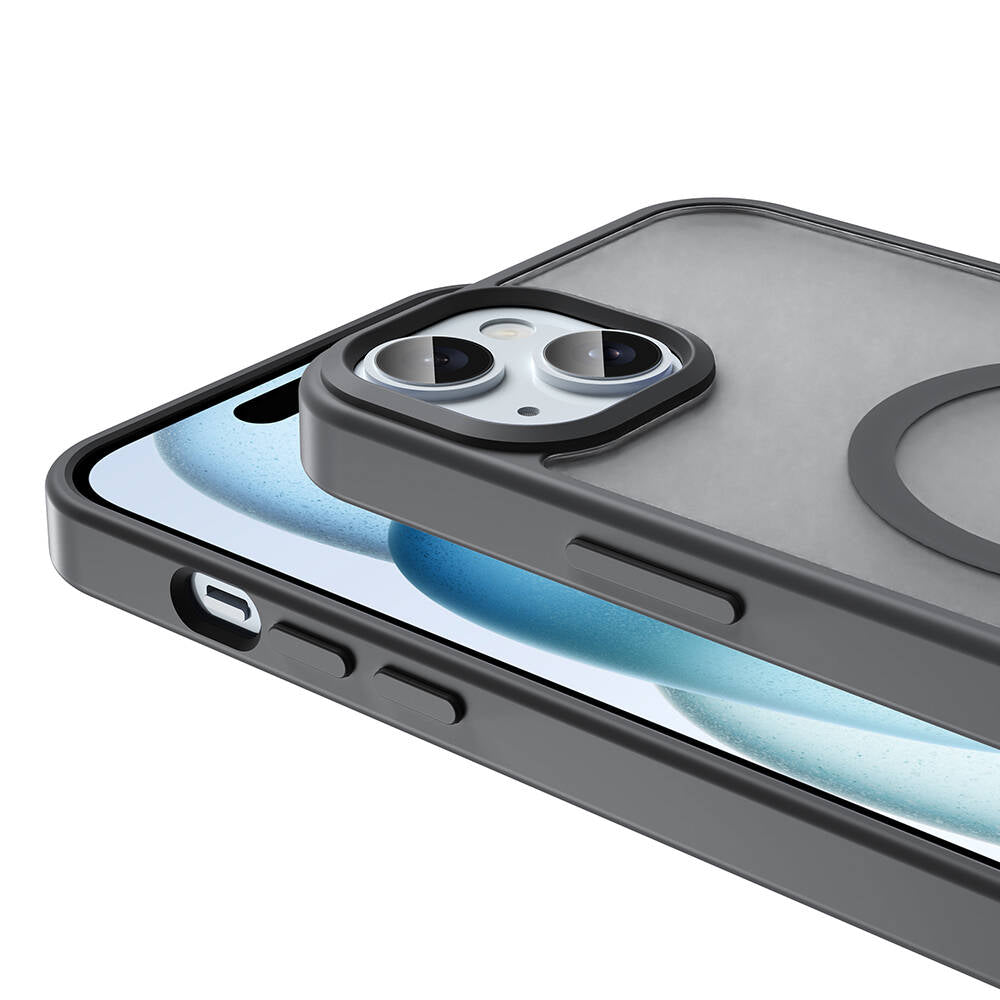 Apple iPhone 15 Plus Kılıf M-safe Şarj Özellikli Mat Arka Yüzey Zore Sio Kapak Derin Mor