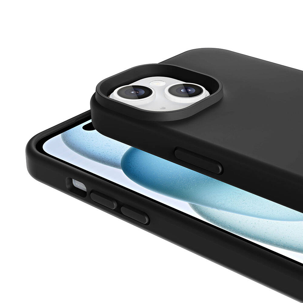 Apple iPhone 15 Plus Kılıf M-safe Şarj Özellikli Sıvı Teknolojili Silinebilir Sert Zore Kivi Kapak Koyu Gri