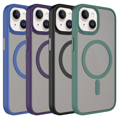 Apple iPhone 15 Plus Kılıf Mat Arka Yüzey Wireless Şarj Özellikli Zore Flet M-safe Kapak Derin Mor