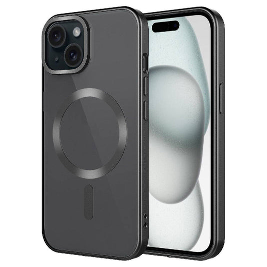 Apple iPhone 15 Plus Kılıf Mat Tasarımlı M-safe Wireless Şarj Özellikli Zore Mat Setro Kapak Siyah