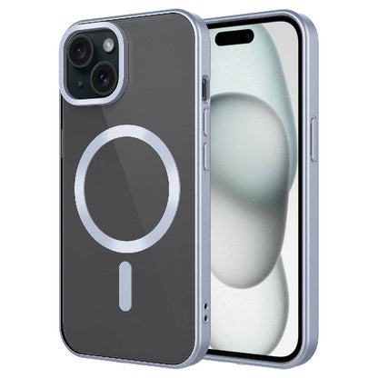 Apple iPhone 15 Plus Kılıf Mat Tasarımlı M-safe Wireless Şarj Özellikli Zore Mat Setro Kapak Gümüş