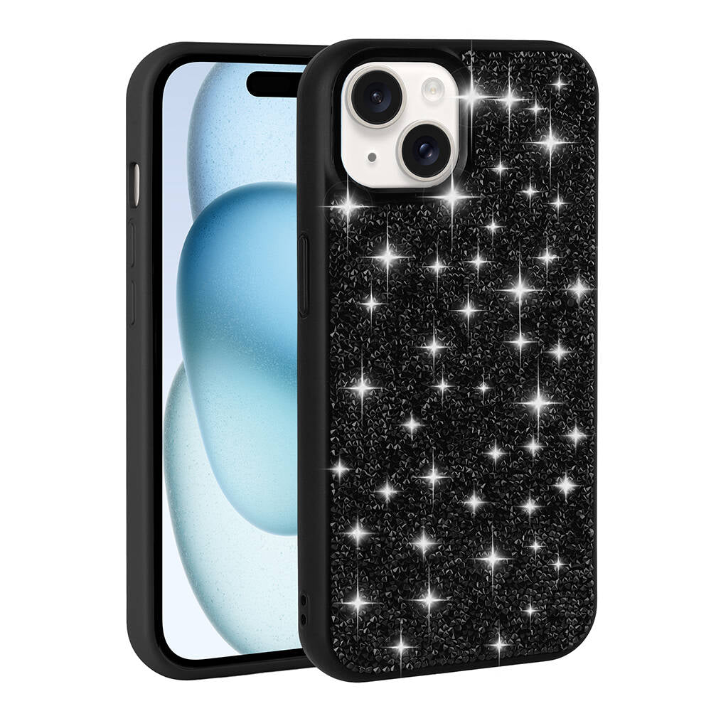 Apple iPhone 15 Plus Kılıf Parlak Taşlı Tasarım Zore Pırlanta Kapak Gri