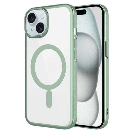 Apple iPhone 15 Plus Kılıf Wireless Şarj Özellikli Sert PC Zore Mat Riksos M-safe Kapak Siyah