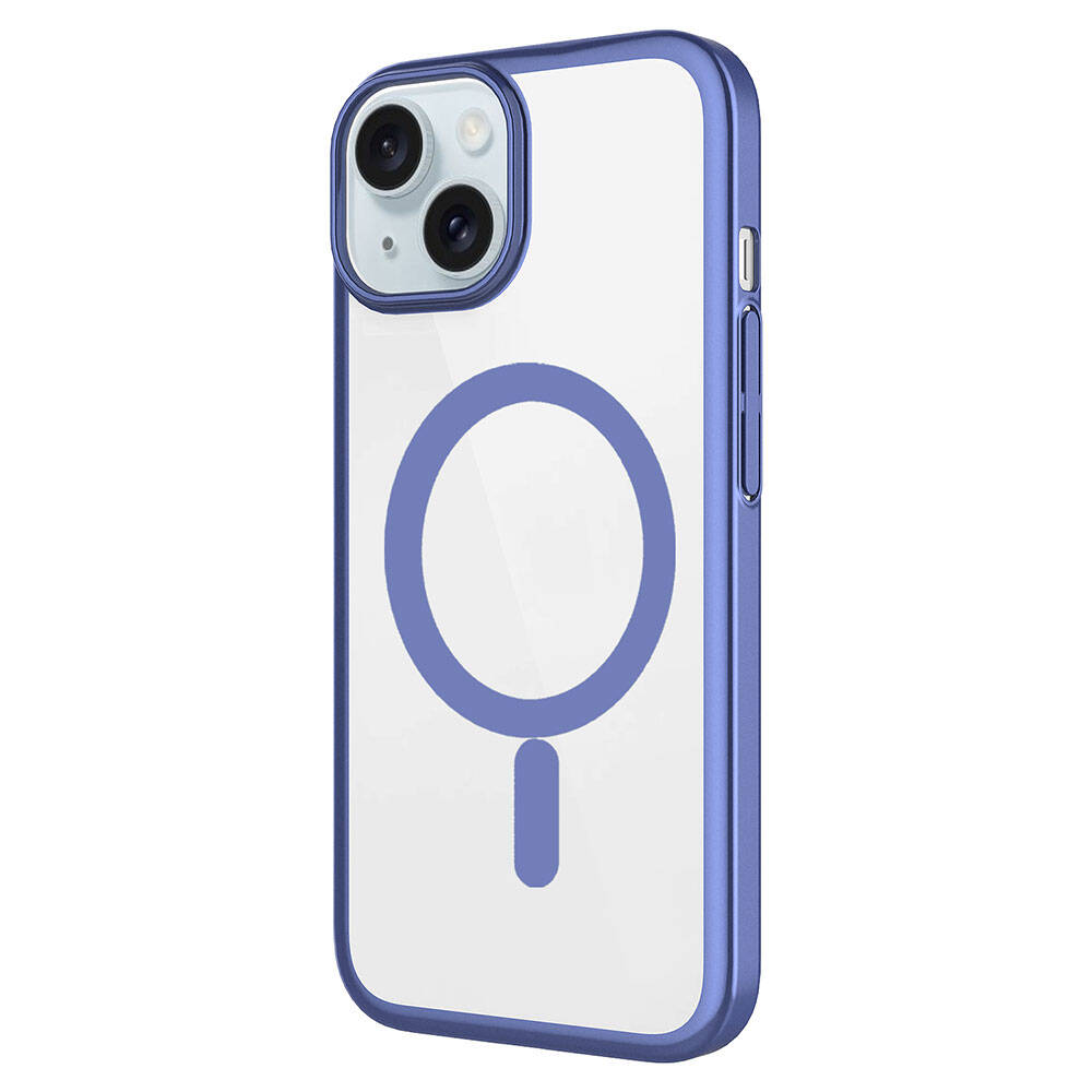 Apple iPhone 15 Plus Kılıf Wireless Şarj Özellikli Sert PC Zore Mat Riksos M-safe Kapak Pembe