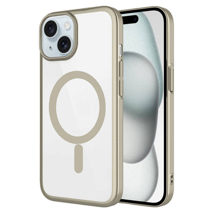 Apple iPhone 15 Plus Kılıf Wireless Şarj Özellikli Sert PC Zore Mat Riksos M-safe Kapak Sarı