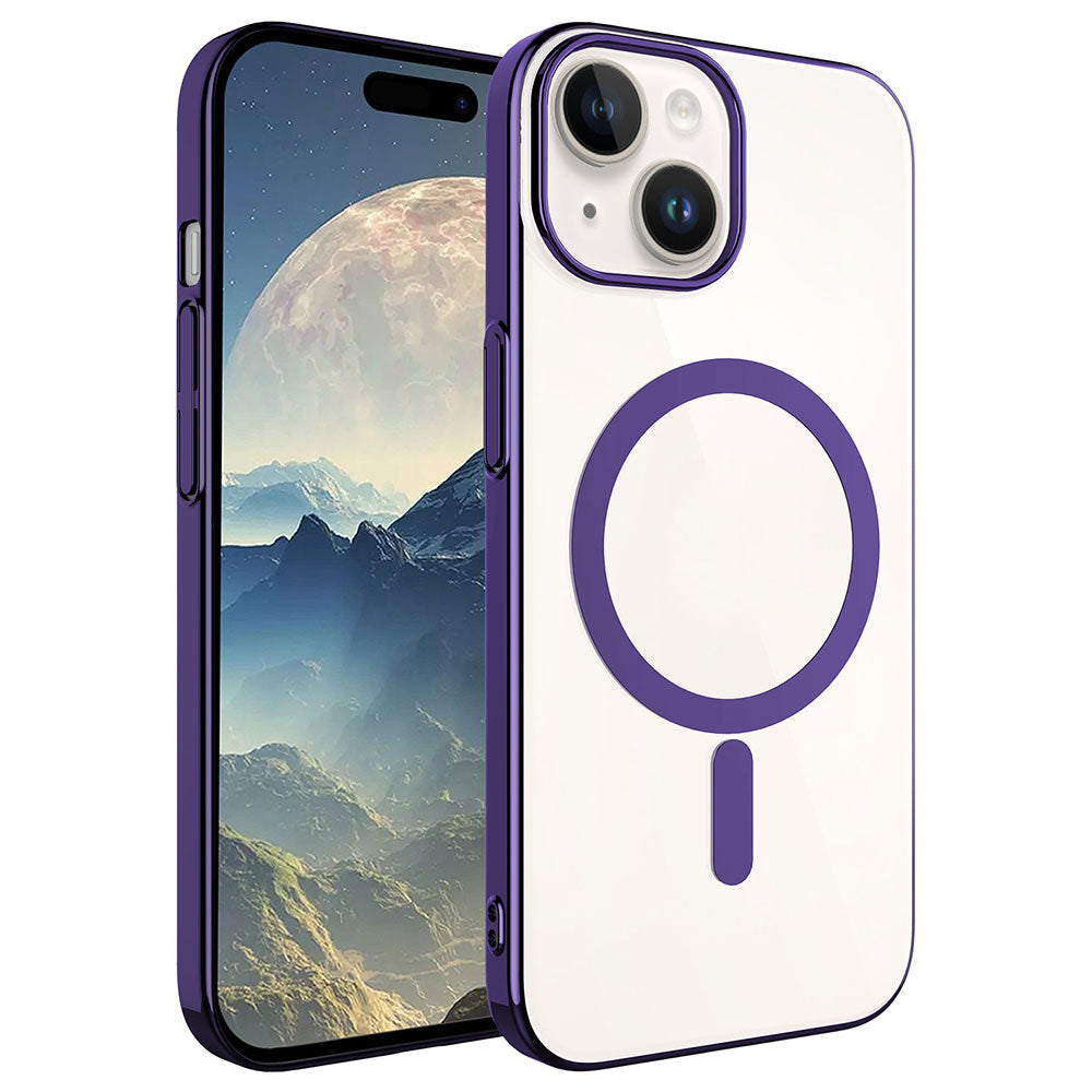 Apple iPhone 15 Plus Kılıf Zore Wireless Şarj Özellikli Pixel M-safe Kapak Derin Mor