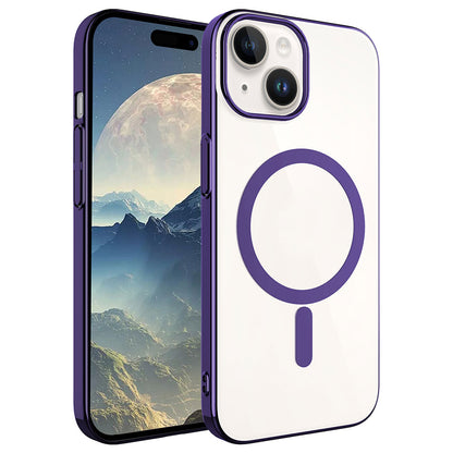 Apple iPhone 15 Plus Kılıf Zore Wireless Şarj Özellikli Pixel M-safe Kapak Derin Mor