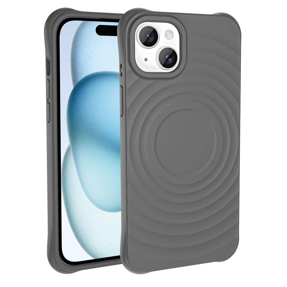 Apple iPhone 15 Plus M-safe Şarj Özellikli Airbagli Mat Görünümlü Zore Hepi Kapak Siyah