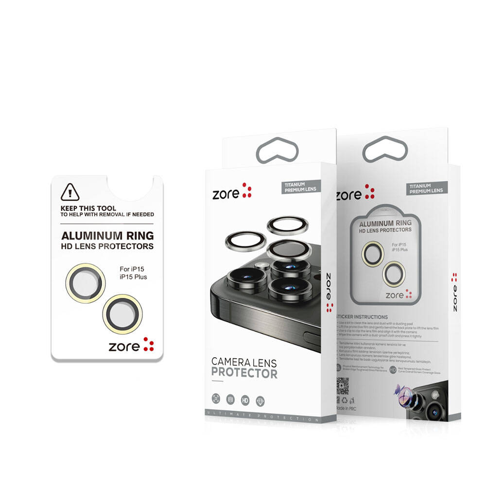 Apple iPhone 15 Plus Zore Safir CL-15 Parmak İzi Bırakmayan Anti-Reflective Kamera Lens Koruyucu Yeşil
