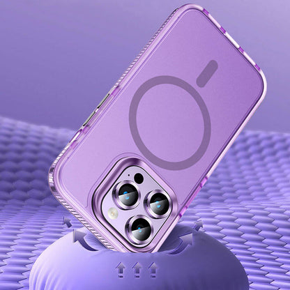 Apple iPhone 15 Pro Kılıf Airbagli M-safe Wireless Şarj Özellikli Lens Koruyuculu Zore Klaptika Kapak Renksiz