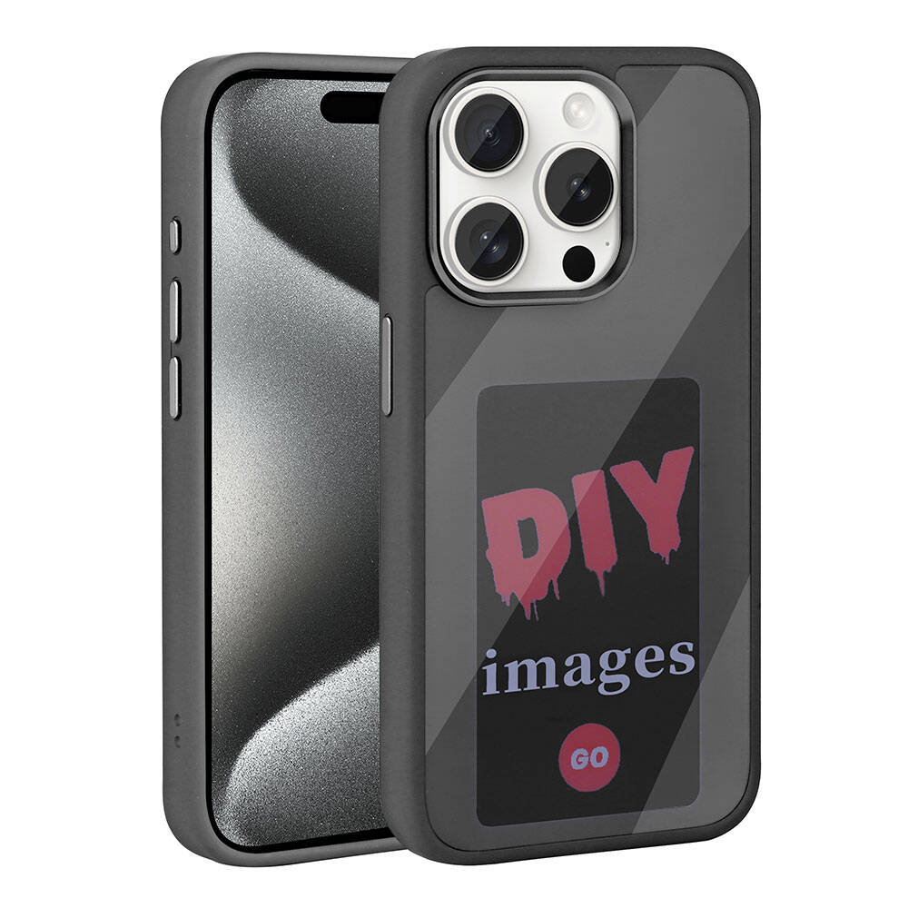 Apple iPhone 15 Pro Kılıf Ekranı Yansıtan Zore Akıllı NFC Kapak Gri