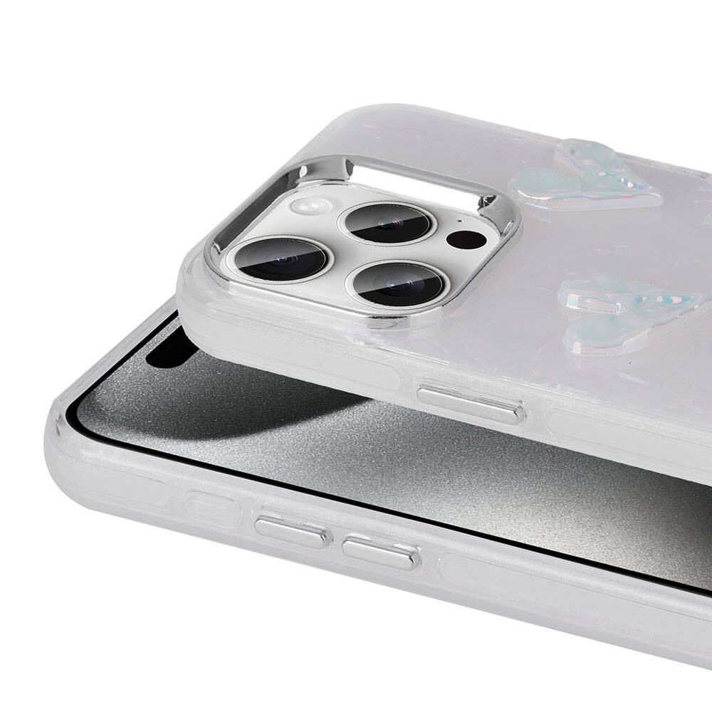 Apple iPhone 15 Pro Kılıf Kabartma Figürlü Parlak Zore Eralli Silikon Kapak Kalp