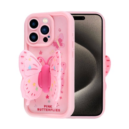 Apple iPhone 15 Pro Kılıf Kamera Korumalı Figür Tasarımlı Zore Kapya Kapak Pembe Açık