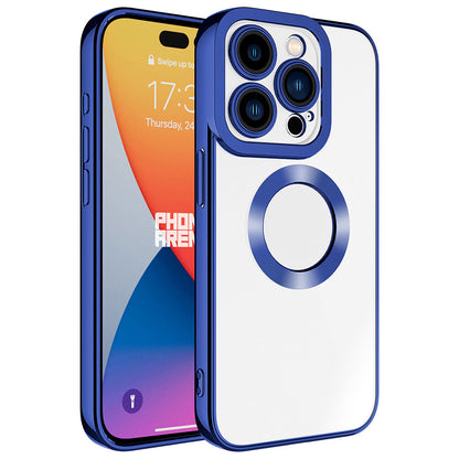 Apple iPhone 15 Pro Kılıf Kamera Korumalı Logo Gösteren Zore Omega Kapak Gümüş